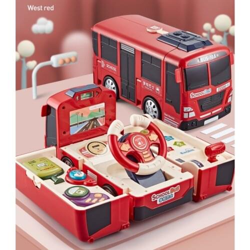 Multifunctional Bus Deformation Toy Child Education Car Interaction Simulation Driving Toy Baby Electric Light Music Toys Gift