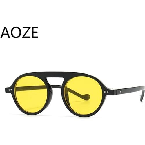 AOZE 2021 Fashion Cute Round Style Rivets Sunglasses Men Women ins Popular Cool Brand Design Sun Glasses Vintage Shades UV400
