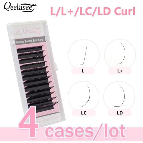 Qeelasee 4 trays L/L+/LC/LD curl False Eyelash Extensions Mink Black Material 8-15mm Mixed Tray L curl Makeup Lashes