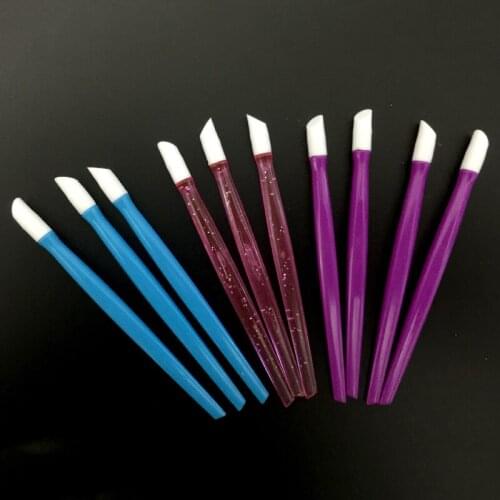 MYBORMULA 10 PCS Random Color plastic Nail Sticker Push Stick Cuticle Pusher Rubber Head Manicure Nail Art Accessories Tools