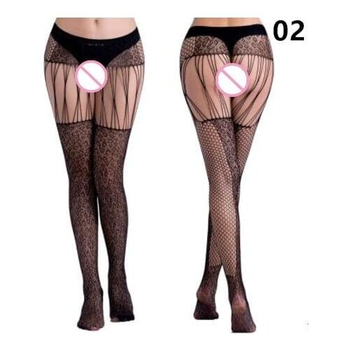 2020 New Garter Fishnet Pantyhose Open Crotch Tights Exotic for Womens Sexy Lingerie High Waist Transparent Leopard Stockings