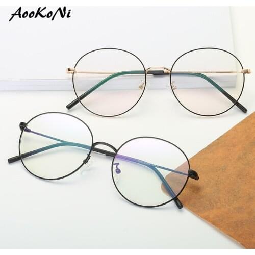 New Japanese Optical Glasses Frame Flat Mirror Female Metal Round Glasses Art Retro Computer Glasses Eyeglasses Frames eyewear