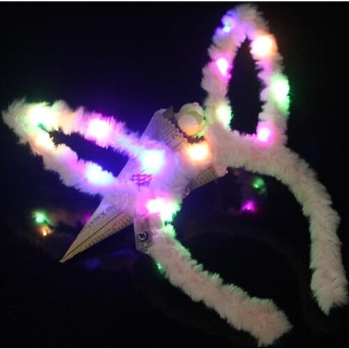 Night market explosion party new year net red 14 lamp plush ears hairband glow headdress headband sell Meng stall wholesale