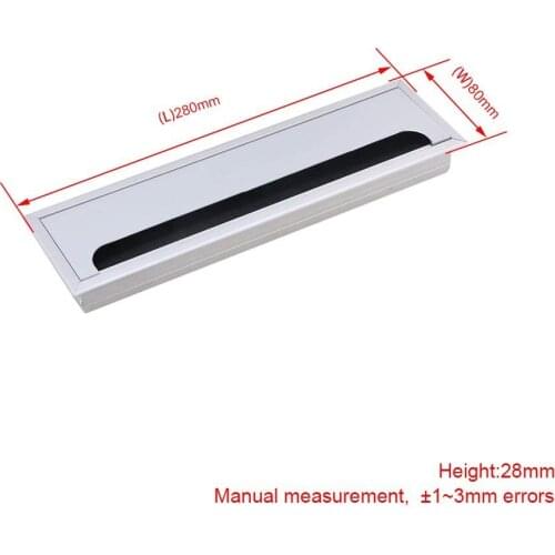 Silver Aluminum Alloy Table Desk Rectangle Wire Cable Grommet Hole Cover Outlet Port with Brush 1PCS 28x8x3cm