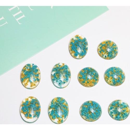 6pcs Korean Style resin Earrings for Women immortal flower transparent Japanese patch oval diy jewelry accessories material