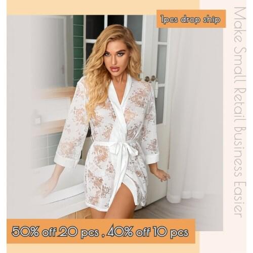 Chiffon Flora Belted Robe Women Silk Sleepwear Wholesale Wedding Nighty Gown CT9937