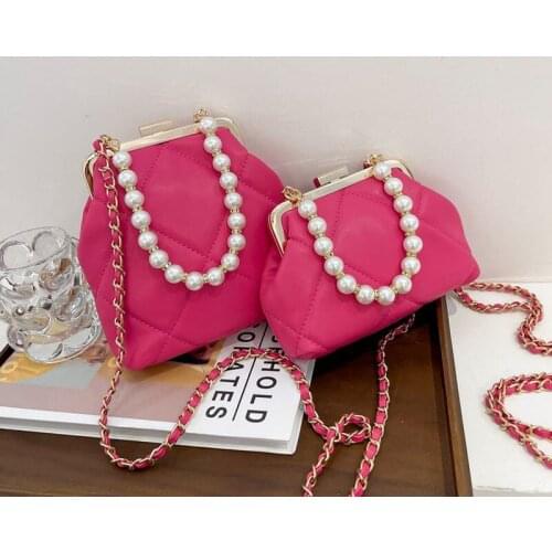 Lattice Shell Tote Bag 2021 Fashion New Quality PU Leather Womens Designer Handbag Pearl Handle Shoulder Messenger Bag Purses