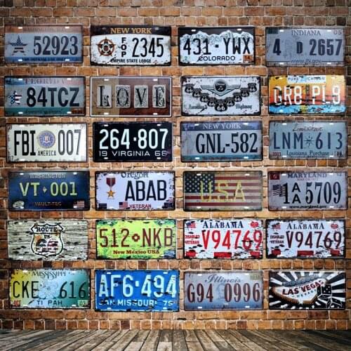 [ WellCraft ] USA cites License Plate Tin Sign Wall Plaque Painting Vintage Antique Gift Pub Room Decor HY-1708
