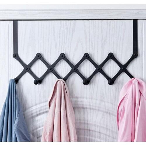 4/5/6 Hooks Telescopic Stainless Steel Hook Behind The Door Perforated Clothes Hat Hanger Bedroom Bathroom Coat Hook