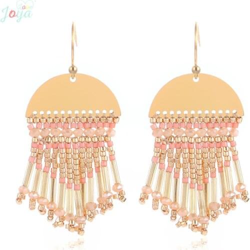 Badu Boho Earring For Women Stainless Steel Semicircular Tassel Earrings Fashion Gold Color Drop Earrings Jewelry Gift