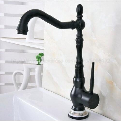 Oil Rubbed Bronze Basin Faucet One Handle Single Hole Bathroom Hot and Cold Mixers Lavatory Sink Washing Tap znf663