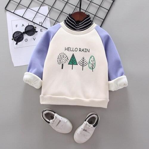 NEW Cute Bear Kids Baby Girls Boys Top Blouse Sweatshirt Thicken Trees Warm Clothes Long Sleeve Cashmere Hoodies 1 2 3 4 5 Years