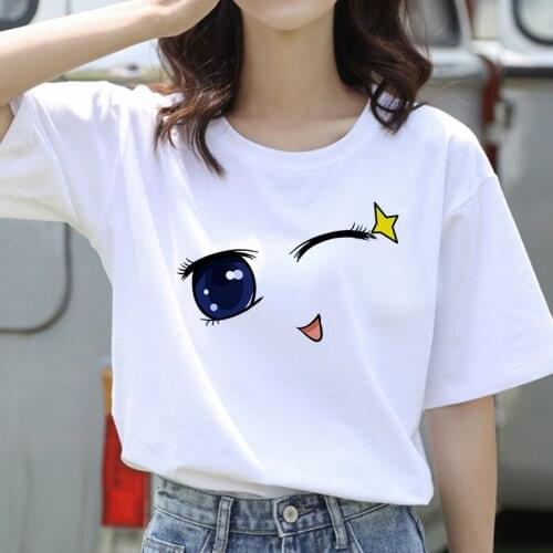 Oversize T Shirt Women Short Sleeve Summer Kawaii Cute 90s Tee Shirt Graphic Print Top Clothing Korean Fashion White T-Shirt