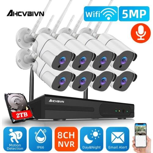 8 Channel Outdoor CCTV Security Camera Wifi Wireless System 5MP 8CH Wifi NVR Kit Waterproof IP Camera Video Surveillance Set 4CH