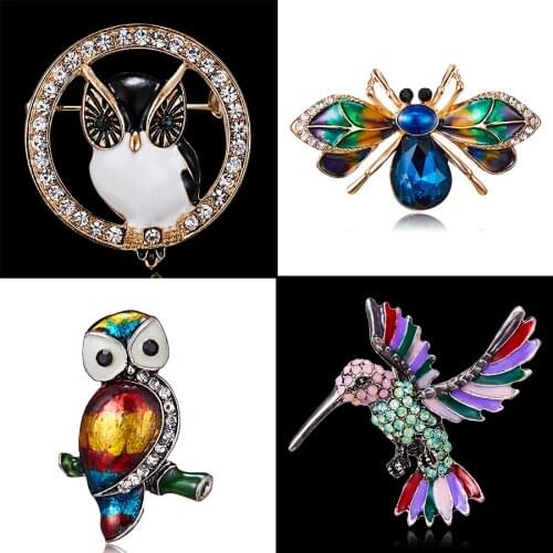 Beautiful Enamel Colorful Hummingbird Insect Owl Round Black White Owl Personality Earring Dress Sweater Accessories New Year