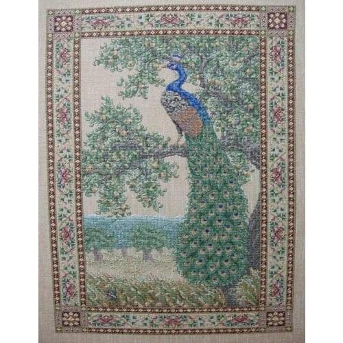 11/14/16/18/22/25/28ct beautiful counted cross stitch kit peacock on apple tree forest trees fruite teresa TW