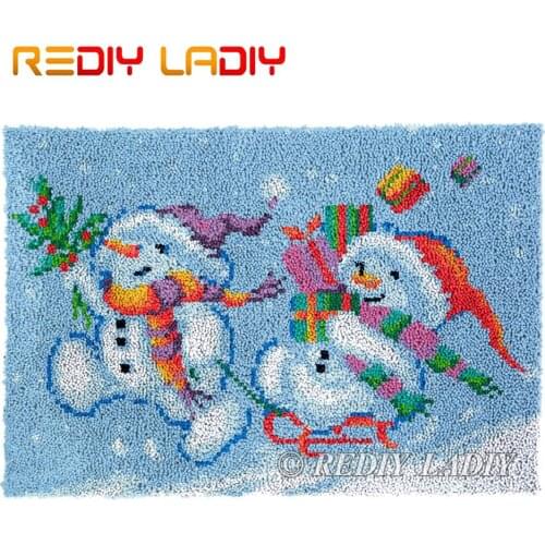 Latch Hook Rug Chunky Yarn Tapestry Kits DIY Carpet Rug Merry Christmas Knitted Mat Crocheting Cushion Arts & Crafts 85*58cm