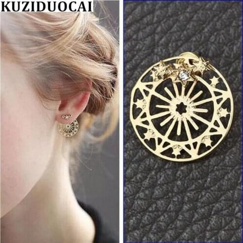 Kuziduocai New Fashion Jewelry Elegant Star Round Circle Ferris Wheel Statement Stud Earrings For Women Girls Brincos Aretes