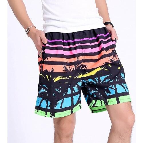 Summer beach pants mens loose shorts twill coconut tree flower casual five-point pants mens plus size surfing big pants