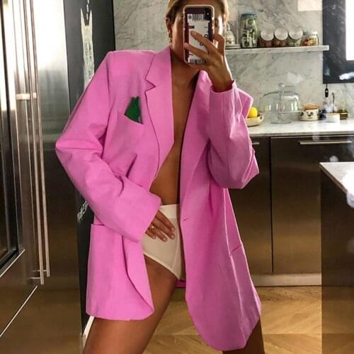 Lusofie Fashion Casual Loose Turn-down Collar Office Lady Top Jacket Summer Autumn Long Sleeve Single Breasted Long Coat Mujer