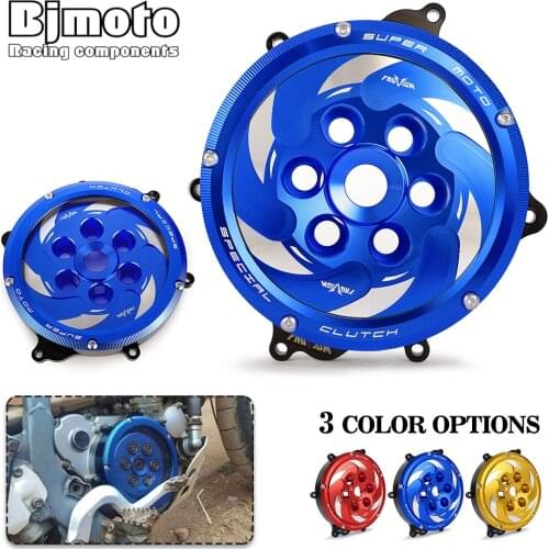 Motorcycle Engine CNC Racing Clear Clutch Cover & Spring Retainer R For SUZUKI DR-Z 400E 400S 400 2000-2020 DR-Z 400SM 2005-2020