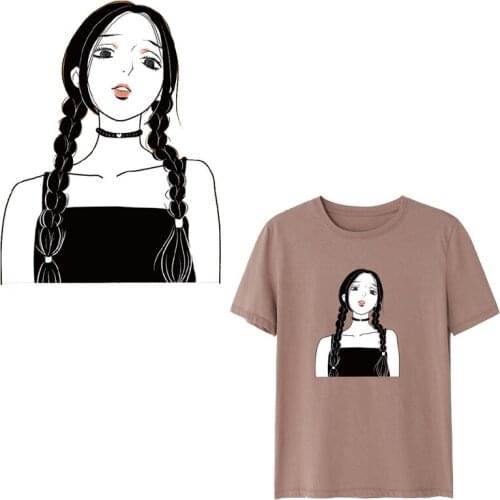 Cartoon Patches For Clothes Punk Cool Girls Thermal Stickers For Clothes DIY Heat Transfer Lady Patches Iron On Transfer