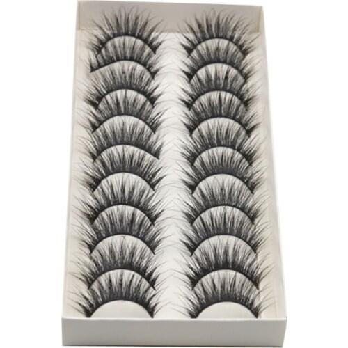 False Eyelashes Eye Lashes Black Natural Long 10 Pairs Thick Long Cross Party False Eyelashes Black Band Hot dropshipping A20
