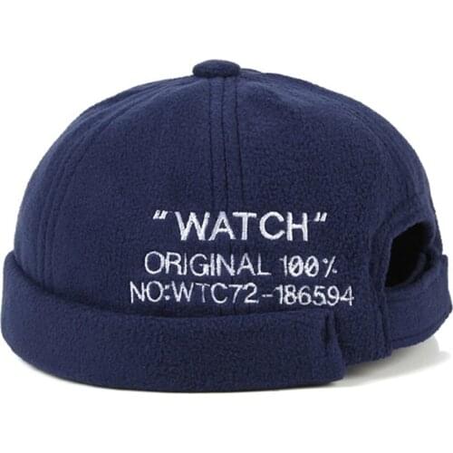 Autumn Winter Unisex Children Landlord Hat Kids” Watch' Letter Embroidery Beanie Melon Hat Trend Retro Eaves flange Hip Hop Cap