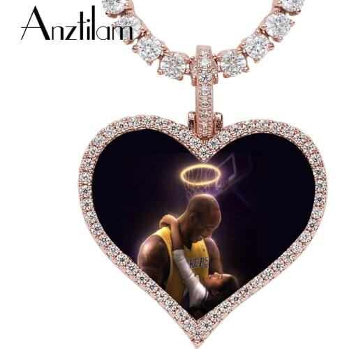 Black Lives Matter Custom Made Photo Heart Chain Necklace & Pendant With 3mm Tennis Chain Bling Zircon Mens Hip hop Jewelry