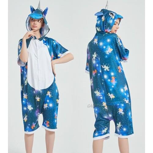 Adult Animal Unicorn Sleepwear Onesie Pajama Women Men Boys Girls Couple Jumpsuits Summer Pyjamas Women Nightwear Cartoon Pijama