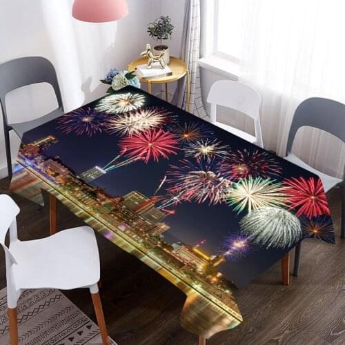 Custom 3D Table Cover Colourful Firework Pattern Coffee Tablecloth Picnic Table Cloth Birthday Party Dinner For Home Decoration