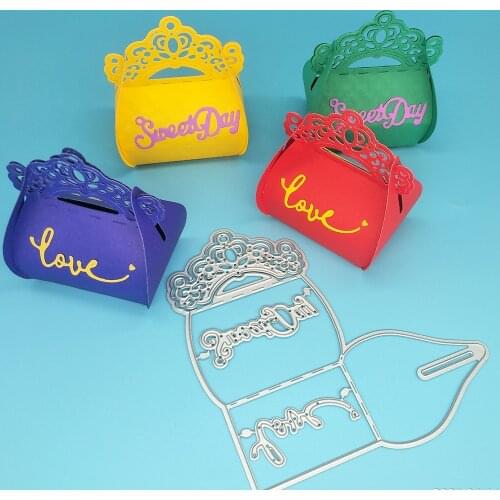 Christmas gift box with lace and LOVE SWEET DAY, candy box metal cutting mold, scrapbook card, photo album handmade art