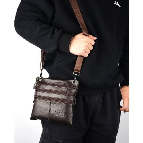 Scione Mens Genuine Leather Shoulder Bags Crossbody Sling Designer Handbag Purse Man Bag K030