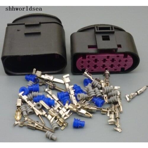 Shhworldsea 14 Pin Way Car Xenon Headlight Lamp Connector Plug 1.5MM 3.5MM Socket For BMW VW 1J0 973 837 1J0973737 1J0973837