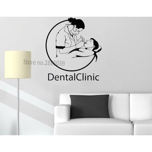 Dental Clinic Murals Logo Vinyl Decal Wall Sticker Dentist Teeth Decor For Business Sign Wall Decoration Removable Posters LC848
