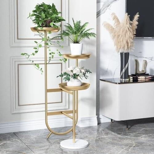 Balcony Coffee Shop Flower Pot Rack Creative Living Room Plant Shelves Hotel Front Desk Floor Three-layer Plant Stand Ornaments