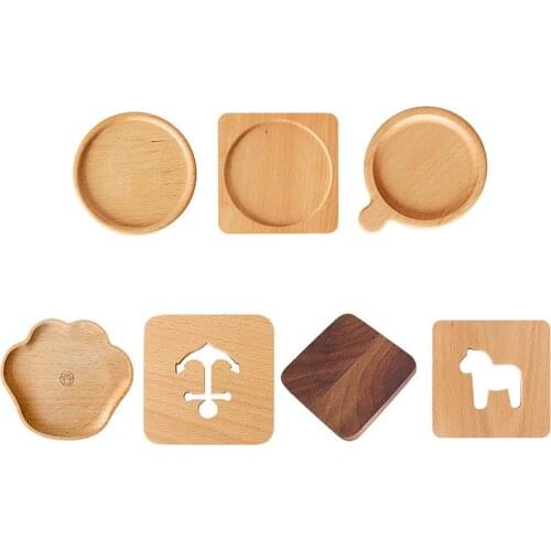 Creativity Drink Bowl Teapot Mat Wooden Tea Coffee Cups Pads Placemats Decoration Eucalyptus Wood Coasters Durable Heat Resistan