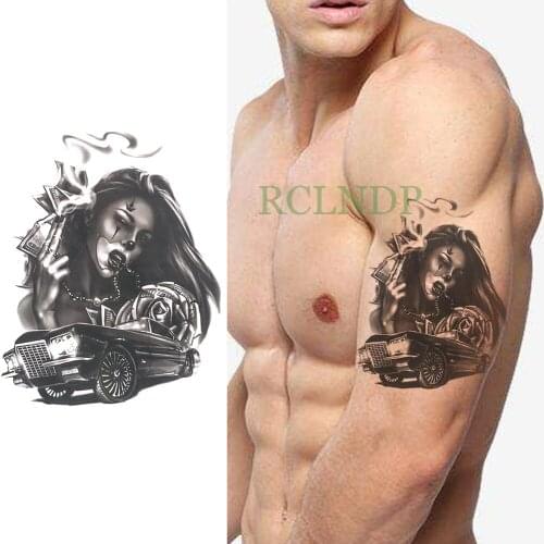 Waterproof Temporary Tattoo Sticker Car Rose Fake Tatto Flash Tatoo Back Leg Arm belly large size body art for Women girl Men