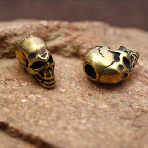 1PC Brass Skull Retro Brass Knife Beads Lanyard Pendant Paracord Umbrella Rope DIY Decorative Accessories Pendant EDC Tool