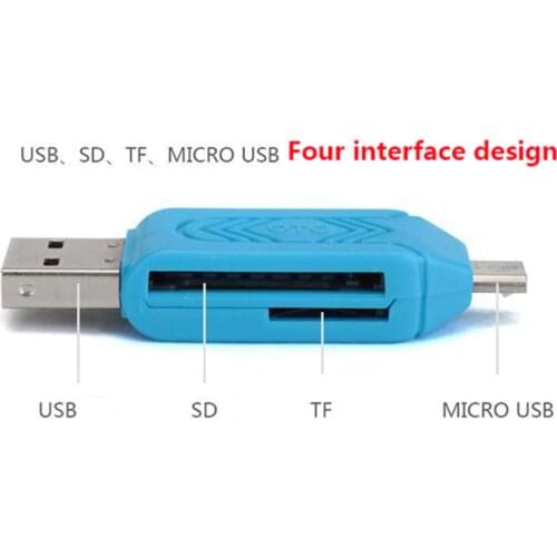 2 In 1 USB OTG Card Reader Flash Drive Adapter for Smartphone and PC Micro USB OTG TF / SD Card Reader Phone Extension Headers