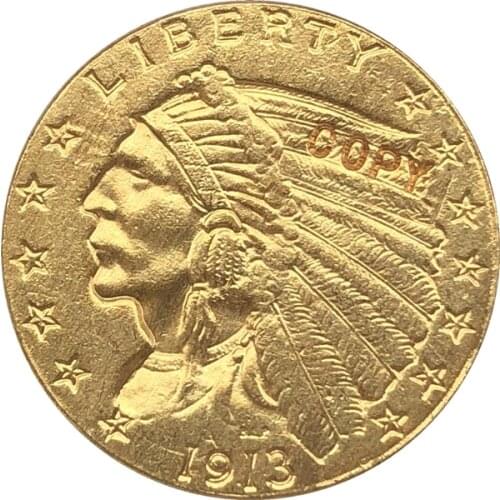 24-K gold plated 1913 $2.5 GOLD Indian Half Eagle Coin Copy