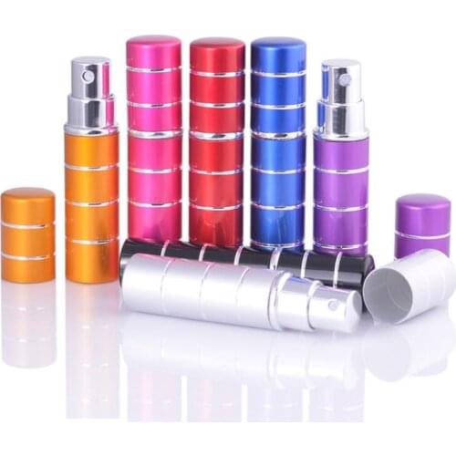 5ml Atomizer Anodized Aluminum Pump Stitching Glass Perfume Bottle Empty Travel Refillable Container LX5257