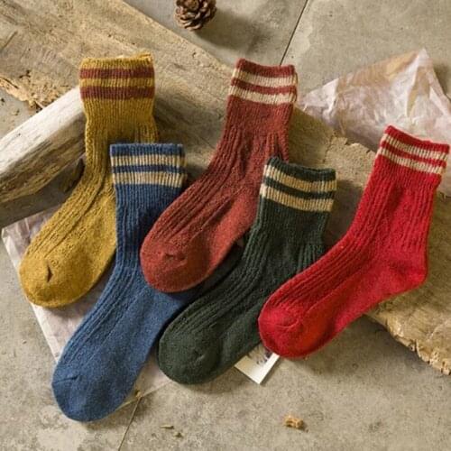 5 Pairs Women Warm Autumn Winter Socks Striped 3D Socks Christmas Socks For Female Funny Sock Calcetines Meias