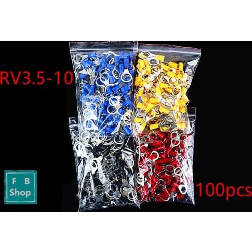 50PCS RV3.5-10 red blue black yellow 2.5-4mm2 Circular insulation terminal end cold-press terminal blocks