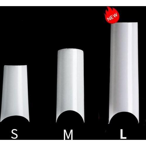 500pcs Nails Art Fake Nail Tips Transparent Natural Color High Arc Water Pipe Nail Tip S M L Size Available