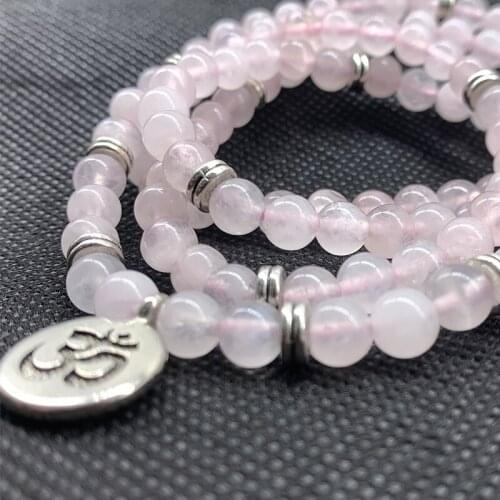 73cm Light Pink Bracelet for Women 6mm Nature Rose Quartzs Cystal Not Glass Fashion Jewelry Good Quality Bracelets
