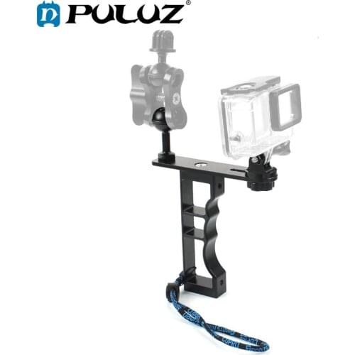 PULUZ CNC Aluminum Diving Photography Bracket Handheld Holder Compatible with DJI Osmo Action/GoPro NEW HERO/HERO7/DSLR Cameras