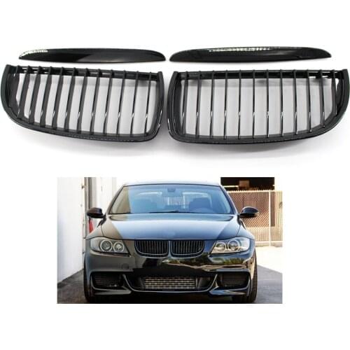 Shiny Black Racing Front Center Wide Kidney Hood Grille for BMW E90 E91 05-08
