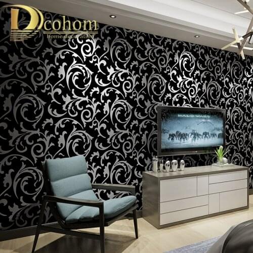 Black White 3D Victorian Damask Embossed Wallpaper Roll Home Decor Living Room Bedroom Wall Coverings Floral Luxury Wall Paper