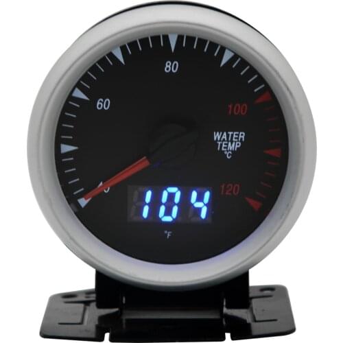 2.5 Inch 60mm Water Temp Gauge Dual Units Digital Analog Display Blue LED With Sensor